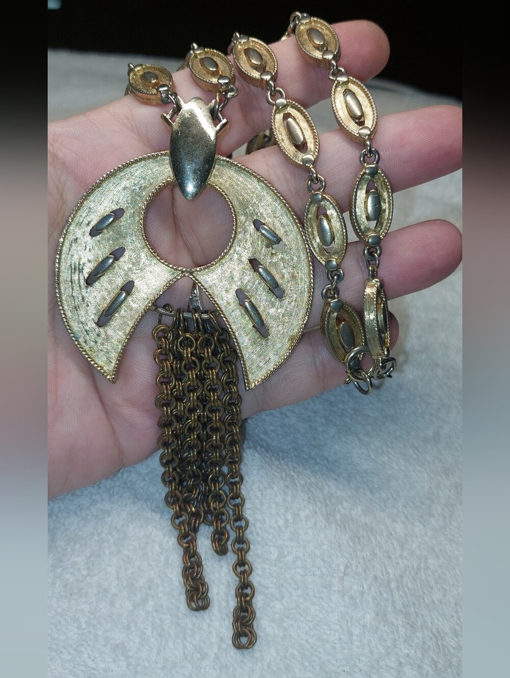 Gold-Tone Statement Fringe Pendant Necklace